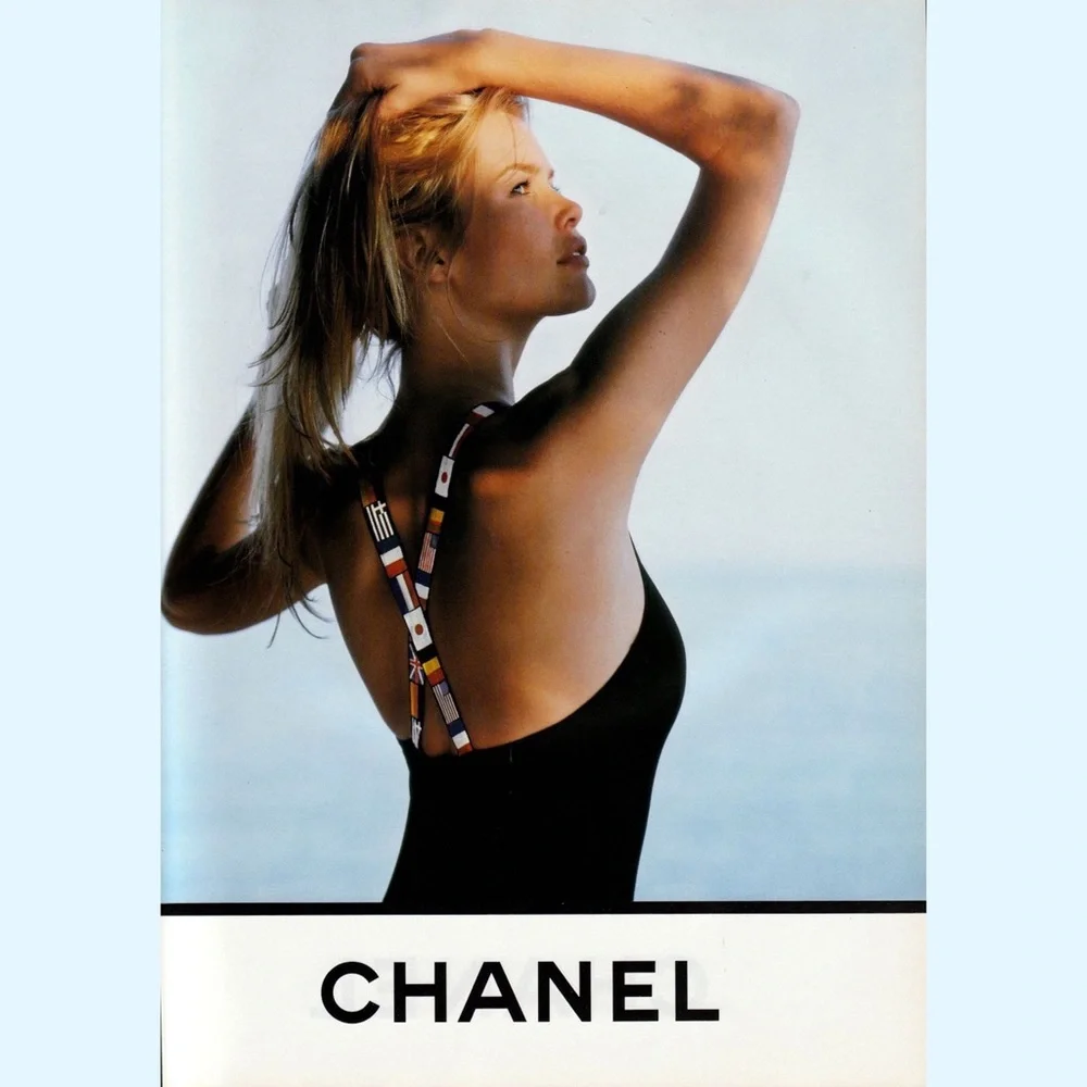 RARE Authentic CHANEL 1994 Collector Flag "CC" Swimsuit Sz 36 In Black - Picture 2 of 14